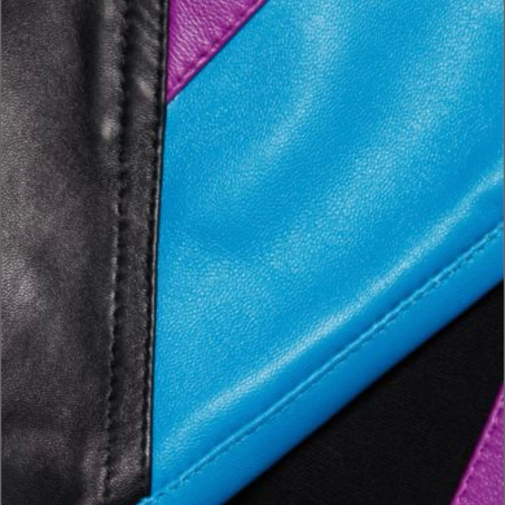 NWT ARTICA-ARBOX Blue and Purple Colorblock Leather Bike Shorts Size 0 - Picture 4 of 15